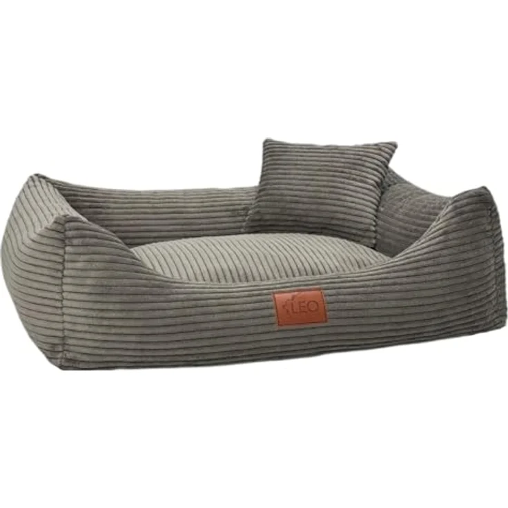 Leo4dog Hundebett Cord, Waschbarer Bezug für Hunde (Braun, M 80x60), Komfortables Hundekissen mit Anti-Rutsch-Unterseite und hohem Verschleißschutz – Bild 1