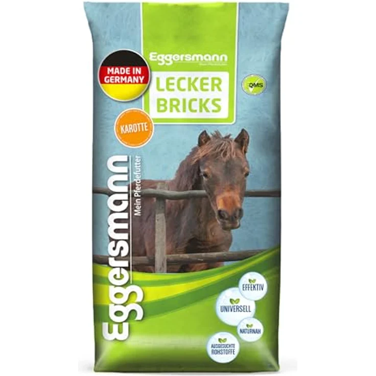 Eggersmann Mein Pferdefutter Lecker Bricks Karotte, Pferdeleckerlis mit natürlichem Kräuter-Geschmack, 25 kg Packung – Bild 1