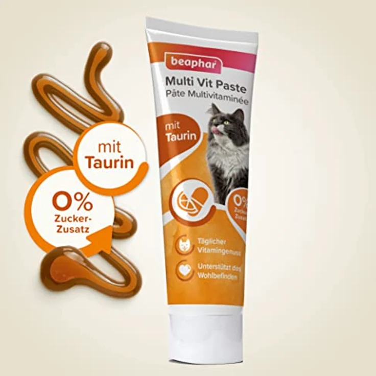 beaphar Multi Vitamin Paste Katze, 250g - Stärkt Haut und Fell, zuckerfrei und getreidefrei, tägliche Vitalitätsunterstützung – Bild 2