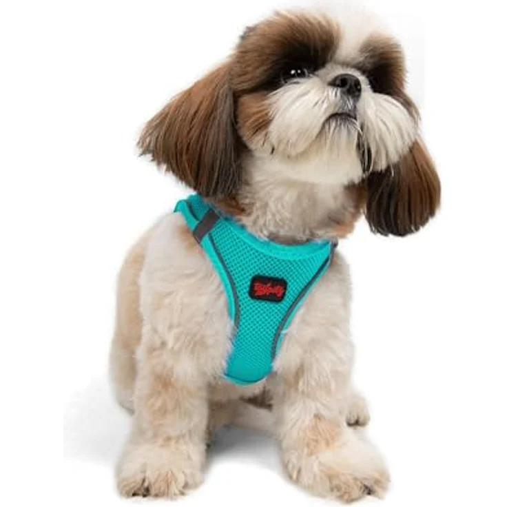 Tailpetz Air-Mesh Brustgeschirr für kleine und mittelgroße Katzen und Hunde – Weich, Atmungsaktiv, Strapazierfähig, Reflektierendes Design, Türkis, S (Brustumfang 48–53cm) – Bild 1