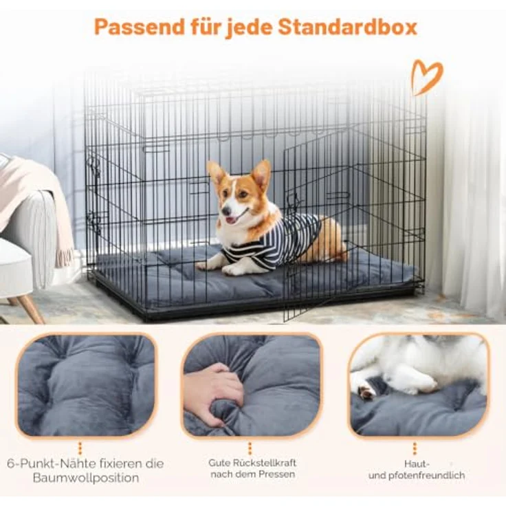 Nobleza Hundekissen für große Hunde, Waschbares Plüsch Hundebett mit rutschfester Unterseite, Flauschige Hundematte Dunkelgrau, 95x60cm – Bild 5