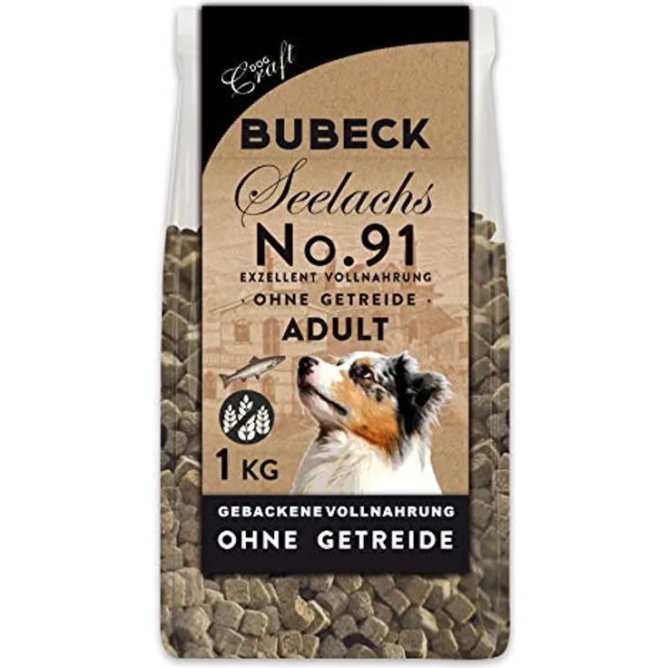 Bubeck Trockenfutter mit Seelachs, getreidefrei, gebacken im Steinofen, 53% Seelachsanteil, für allergische Hunde