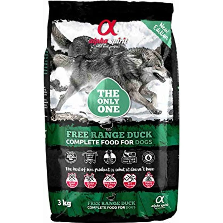 Alpha Spirit 4204503, Trockenfutter für Hunde, mit 85% frischem Entenfleisch, glutenfrei und getreidefrei, 3 kg – Bild 1