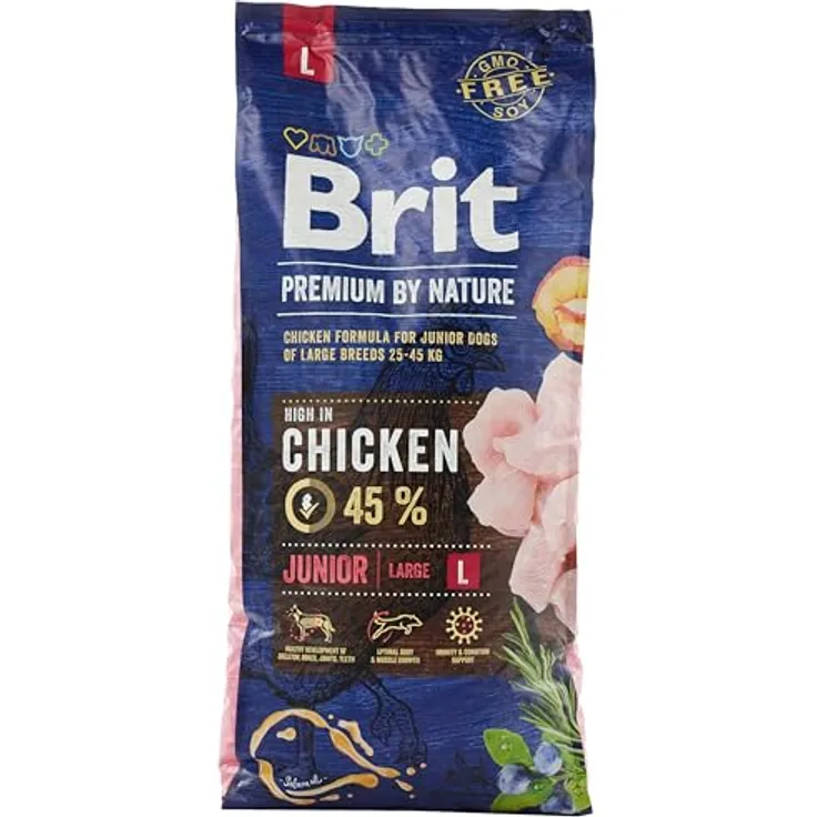 Brit Premium by Nature Junior L, Hunde-Trockenfutter mit wichtigen Inhaltsstoffen, 15kg