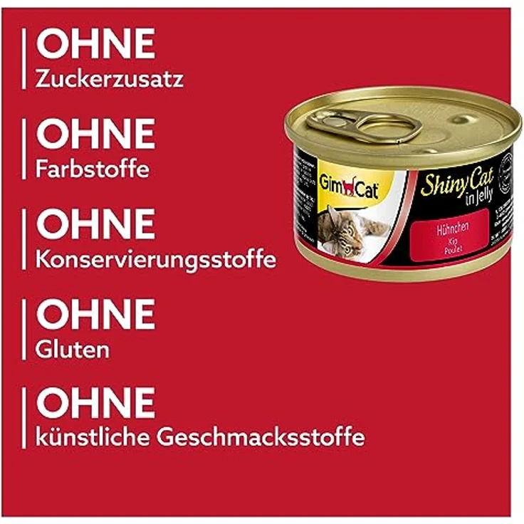 GimCat ShinyCat in Jelly Hühnchen, Nassfutter mit 38,6 % Fleischanteil und Taurin, 24 Dosen à 70 g – Bild 4