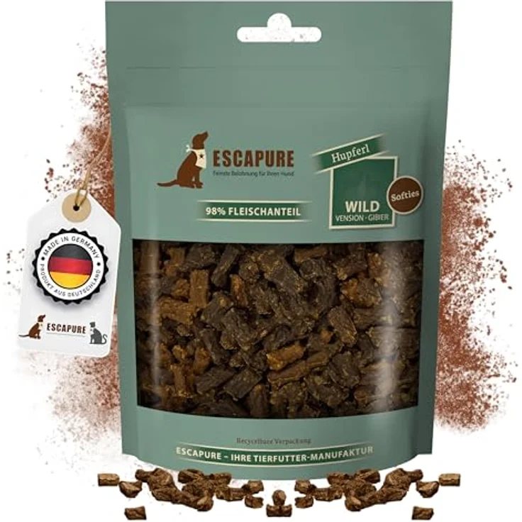 Escapure Softies Hunde Leckerli aus Wildfleisch, 98% Muskelfleisch, getreidefrei, ohne künstliche Zusatzstoffe, 150g – Bild 1
