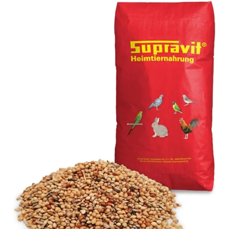 Supravit Exotenfutter 25kg, hochwertiges Mischfutter für exotische Finken, enthält Hirse & Saaten, unterstützt Federkleid und Paarungsbereitschaft, hergestellt in Deutschland