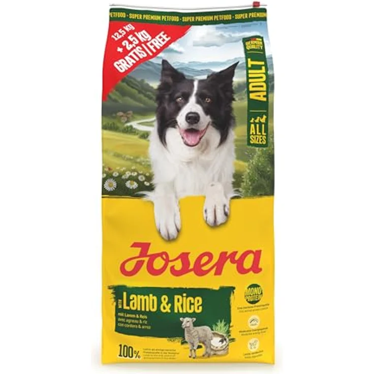 JOSERA Adult Lamm & Reis, Premium Trockenfutter für ausgewachsene Hunde, Monoprotein 100% Lamm, proteinarm & fettreduziert, glutenfrei, 12,5 + 2,5 kg Paket – Bild 2