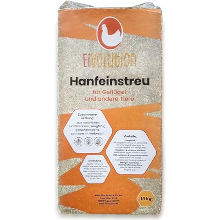 eivolution Hanfeinstreu 14 KG - Extreme Saugkraft & Geruchsbindung für Hühner, Pferde & Nager - Staubarm, Umweltfreundlich & Kompostierbar – Bild 2