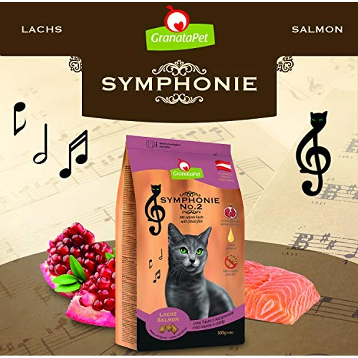 GranataPet Trockenfutter Symphonie für Katze, Adult, mit Lachs und Granatapfelkernen, 300 g – Bild 2