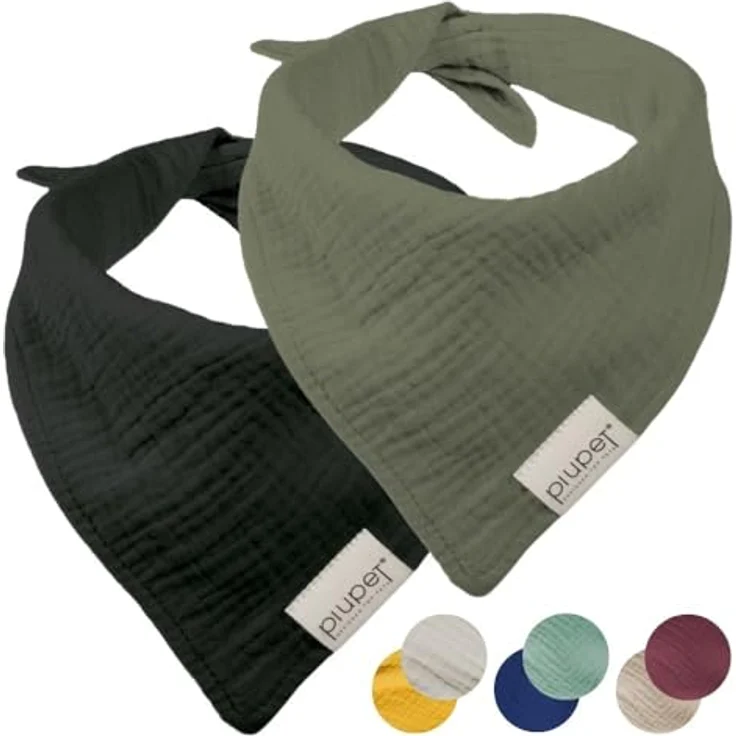 PiuPet® Hundehalstuch 2er Set, stylisches Bandana für große & kleine Hunde, Schwarz/Grün, Größe S (58x40x40cm), 100% Baumwolle, waschbar bei 40°C – Bild 1