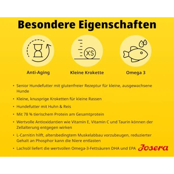 JOSERA Mini Senior Huhn & Reis, Premium Trockenfutter für kleine ältere Hunde, 3 kg, glutenfrei, Anti-Aging & Nierenentlastung, extrakleine Kroketten – Bild 5