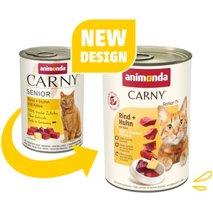 animonda Carny Senior Rind + Huhn mit Käse, Katzennassfutter ohne Getreide für ältere Katzen ab 7 Jahren, 6 x 400 g – Bild 2