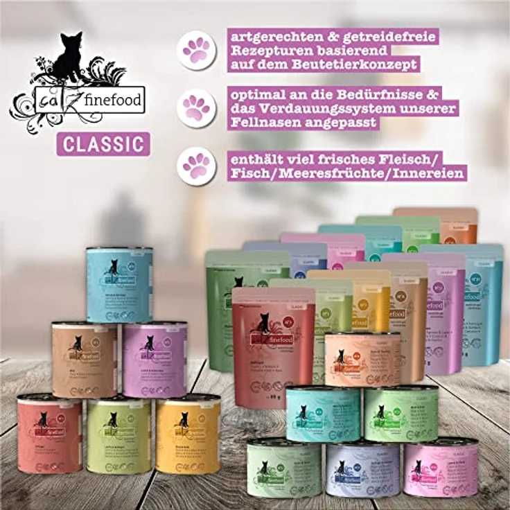 catz finefood N° 11 Lamm & Kaninchen, Premium Katzen-Nassfutter ohne Getreide und Zucker, 6 x 300g Beutel mit hohem Fleischanteil – Bild 3