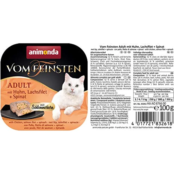 animonda Vom Feinsten Adult Schlemmerkern mit Huhn, Lachsfilet und Spinat, Nassfutter für Katzen, 6x100g – Bild 3