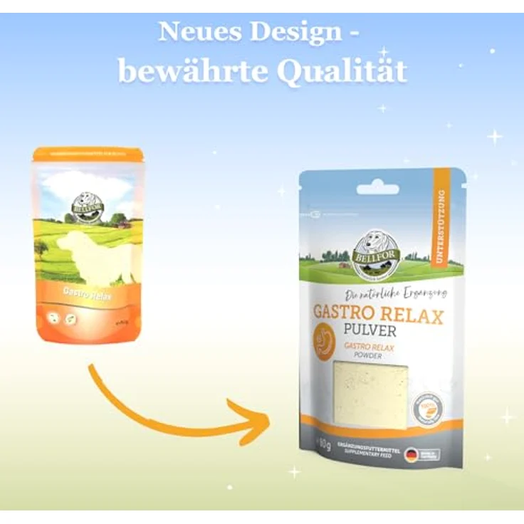 Bellfor Sparset für Hunde mit Verdauungsproblemen, Gastro Relax Pulver 80g + Shiimun Gastro Pulver 50g, natürliche Ergänzungsfuttermittel ohne künstliche Zusätze – Bild 4