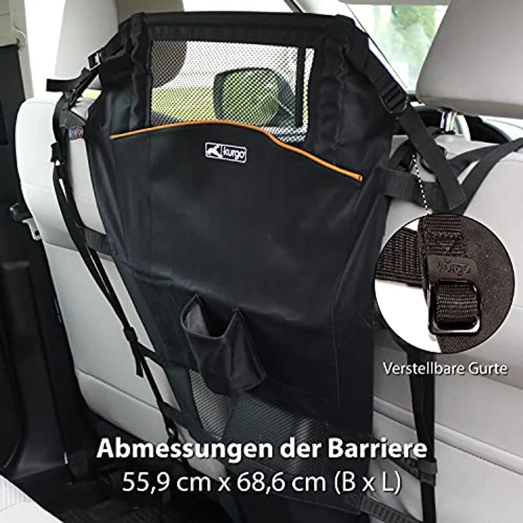 Kurgo Rücksitz-Trennwand für Hunde, Robustes Auto-Gitter zur Ablenkungsreduktion, Einheitsgröße, Schwarz/Orange, 1 Stück – Bild 5