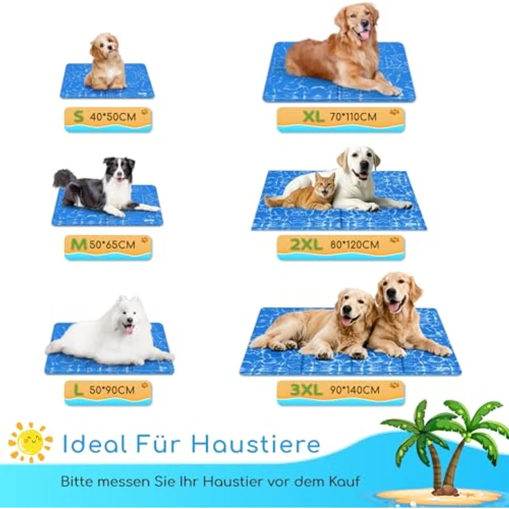 Nobleza Kühlmatte für Hunde und Katzen, selbstkühlend mit ungiftigem Gel, 90x50cm, Blau, L – Bild 3