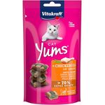 Vitakraft Cat Yums, weiche Katzenleckerlis mit Huhn und Katzengras, unterstützend für die Verdauung, ohne Zucker, 40g im wiederverschließbaren Beutel
