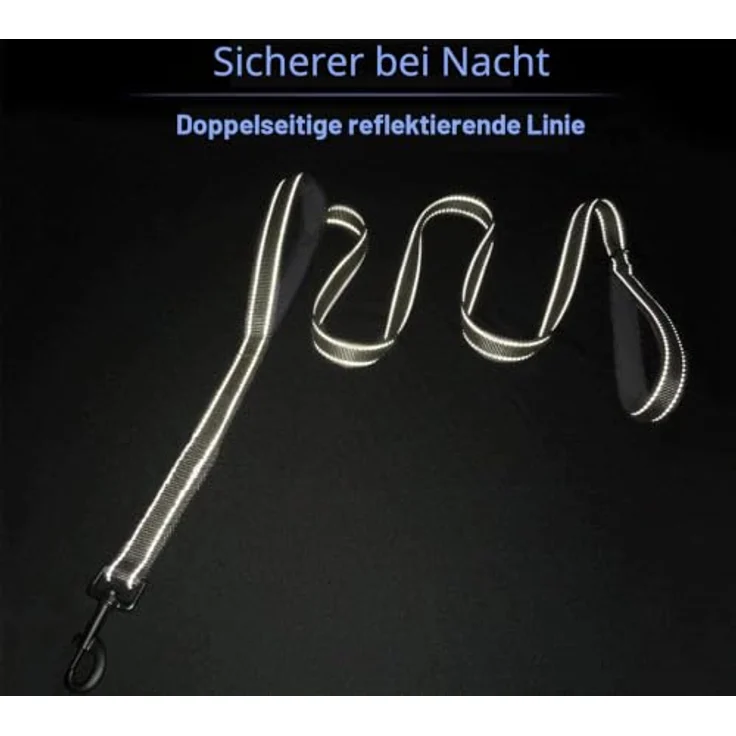Eyleaf Hundeleine Schwarz, Multifunktionsleine für große und mittelgroße Hunde mit reflektierenden Elementen und gepolsterten Handschlaufen, 1,5 Meter – Bild 5
