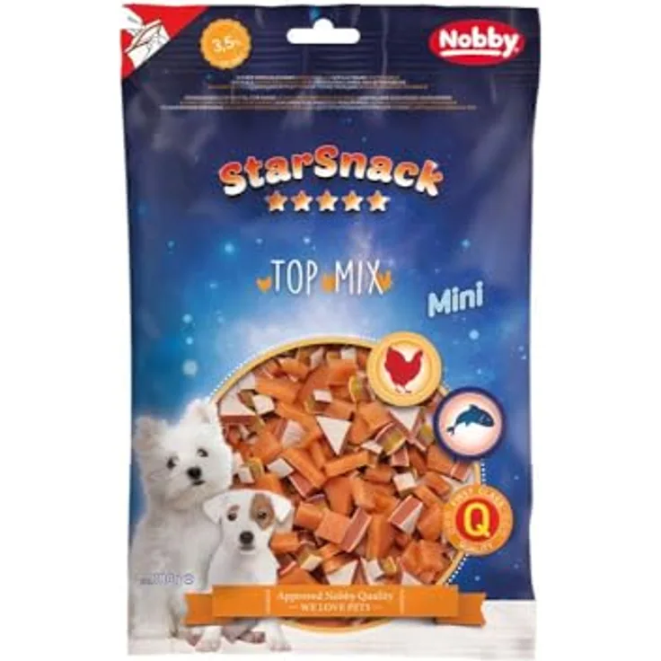 Nobby StarSnack MINI Top Mix, Hunde-Leckerbissen für Welpen und kleine Hunde, 180 g, extra weich, mit Hähnchen und Fisch