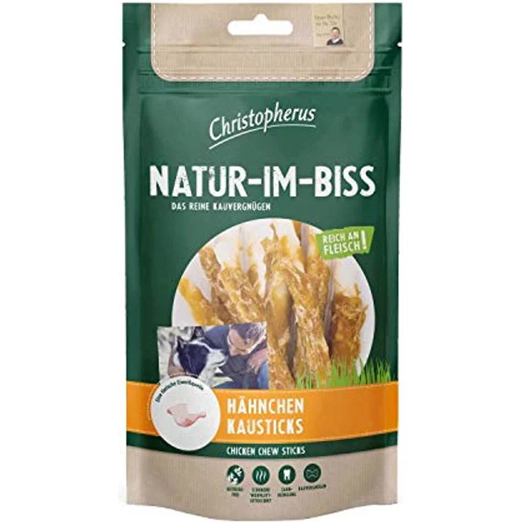 Christopherus Hähnchen-Kausticks für Hunde, Warmluftgetrocknete Natur-Im-Biss Snacks, 70 g – Bild 1