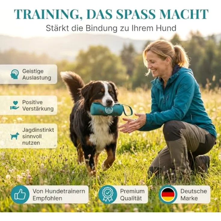 HUND IST KÖNIG Futterdummy für Hunde, Apportierbeutel für Hundetraining, 0,7L, wasserabweisend, inklusive Trainings-eBook – Bild 2