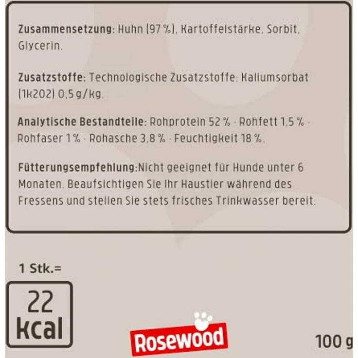 Rosewood Chicken Fillet Strips Small, Weicher Hundesnack mit 97% Huhn, proteinreich, fettarm, ohne Getreide, 150 g – Bild 5