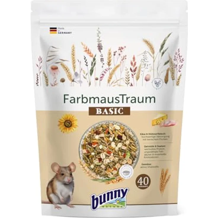 Bunny FarbmausTraum Basic, 500 g Alleinfuttermittel für Farbmäuse, ohne Zucker und Zusatzstoffe, mit Käse & Hühnerfleisch – Bild 1