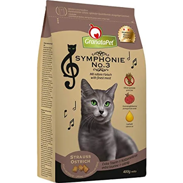 GranataPet Symphonie No.3, Katzen-Trockenfutter mit Strauß und Granatapfelkernen, 300g