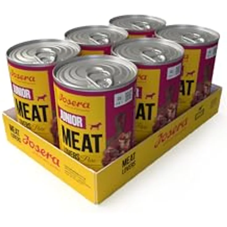 Josera Meat Lovers Junior Pure Beef, Premium Nassfutter für Welpen & Junghunde, 61,5 % Rindfleisch, getreidefrei, 6er Pack à 400 g