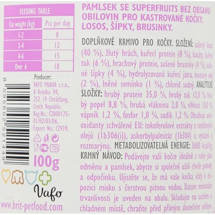 Brit Care Cat Snack - Superfruits Salmon, Crunchy Snack mit Lachs, Hagebutten und Cranberries, 100g – Bild 5