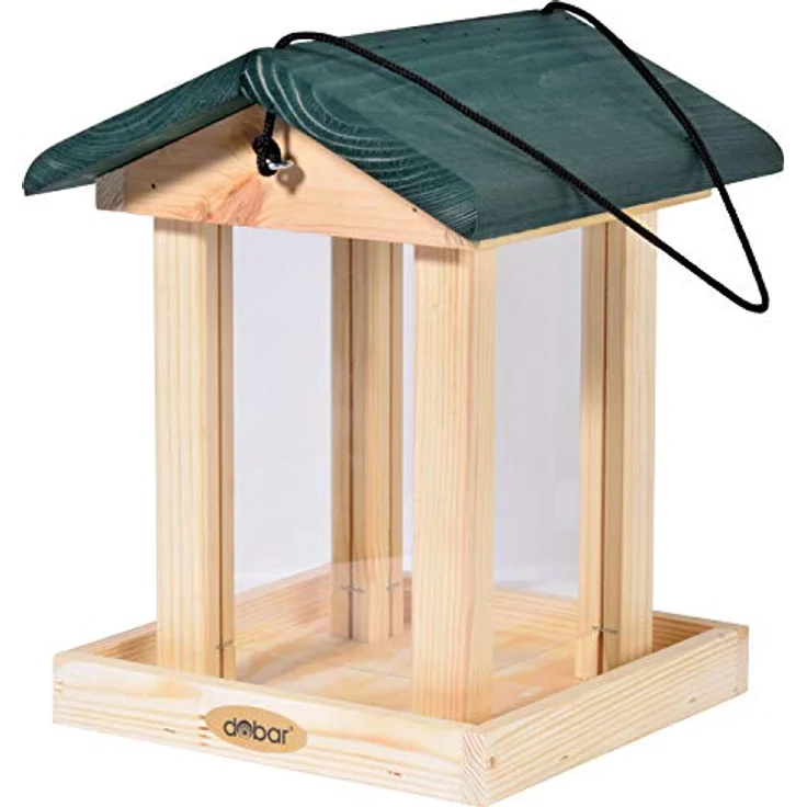 dobar 90040FSCe Futterspender Vogelfutterhaus aus Holz für Wildvögel, 21 x 21 x 28 cm, grün – Bild 2