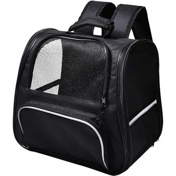 Nobby Rucksack Heba, strapazierfähige Transportbox für Hunde bis 6 kg, schwarz, mit Utensilienfach und herausnehmbarem Boden – Bild 1