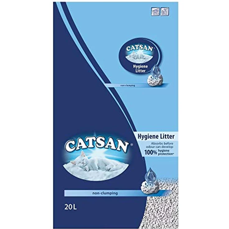 Catsan Hygiene Plus, Weiße Katzenstreu mit Extra-Mineralschutz, 20 Liter – Bild 1