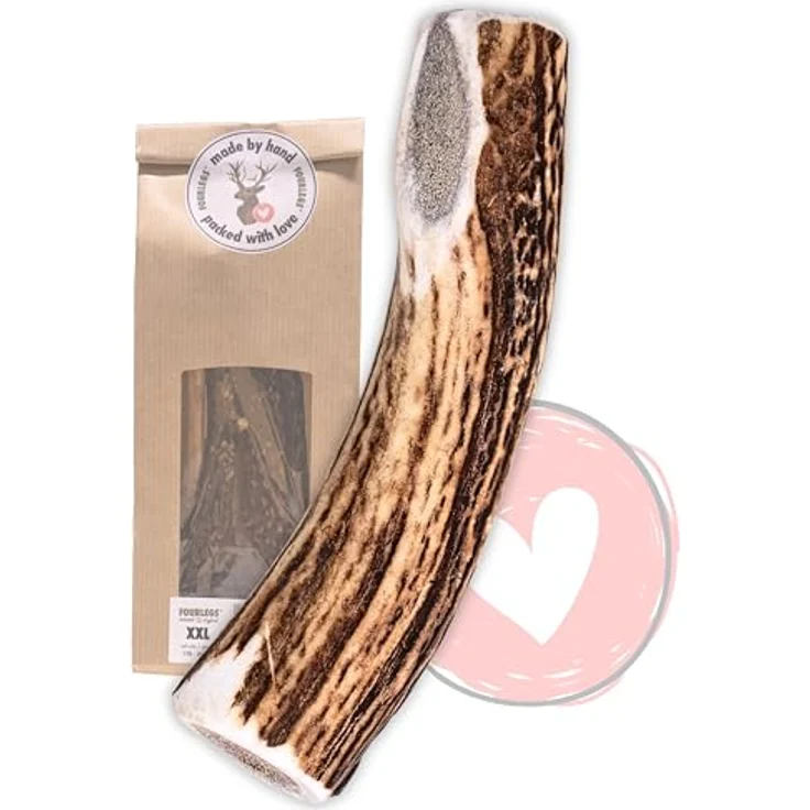 FOURLEGS® natürlicher Kausnack für Hunde aus 100% Hirschgeweih, Größe XXL, mineralstoffreich, geruchsneutral, handgeschliffen, geeignet für Hunde über 35 kg – Bild 1