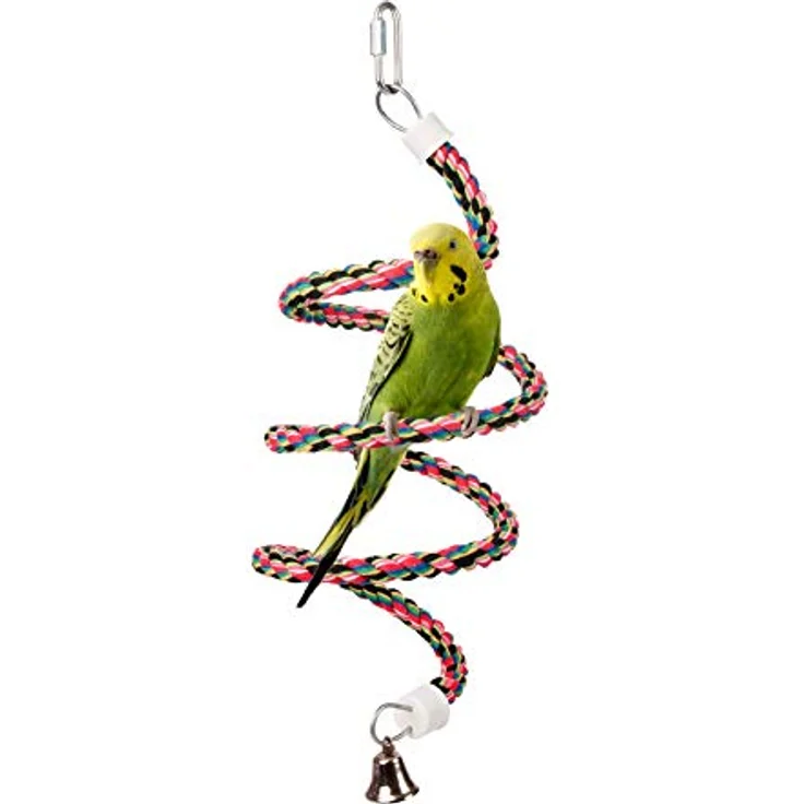 Karlie Seilspirale Größe S, Vogelspielzeug aus Baumwolle, ca. L 60 cm, Ø 15 mm, mit Glöckchen, geeignet für Wellensittiche und Rosenköpfchen – Bild 2