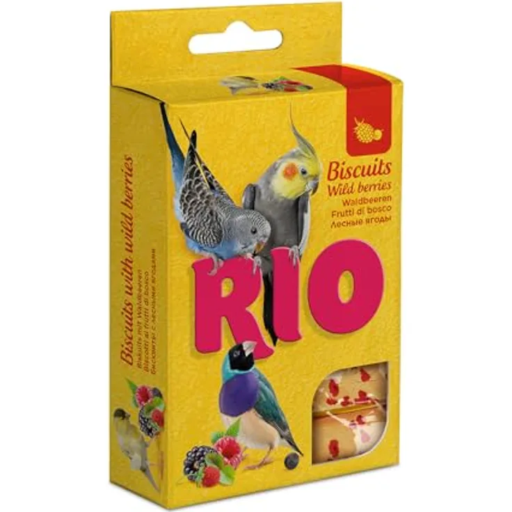 RIO Biskuits mit Waldbeeren, 150 g, Ergänzungsfuttermittel für Ziervögel, nährstoffreich mit Eiern und Getreide, geeignet für mausernde und brütende Vögel