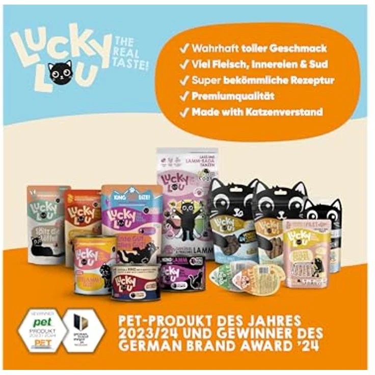 Lucky Lou Adult Mix-Paket Katzenfutter nass, 24 x 400g, getreidefreies Hochwertiges Nassfutter mit viel Protein, ohne Zucker, Made in Germany – Bild 2