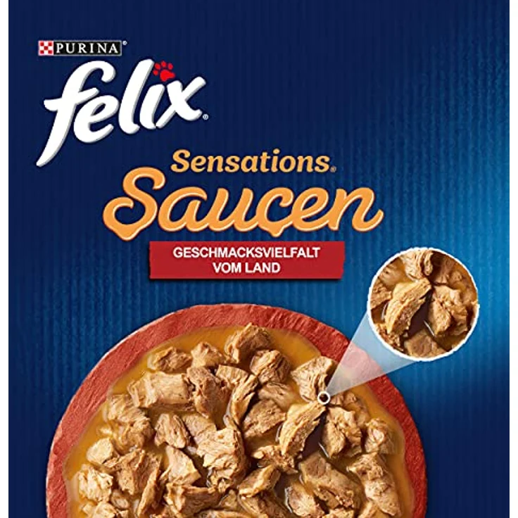 PURINA FELIX Sensations Saucen Geschmacksvielfalt, Katzennassfutter mit Vitaminen D und E, 24x85g Portionsbeutel – Bild 3