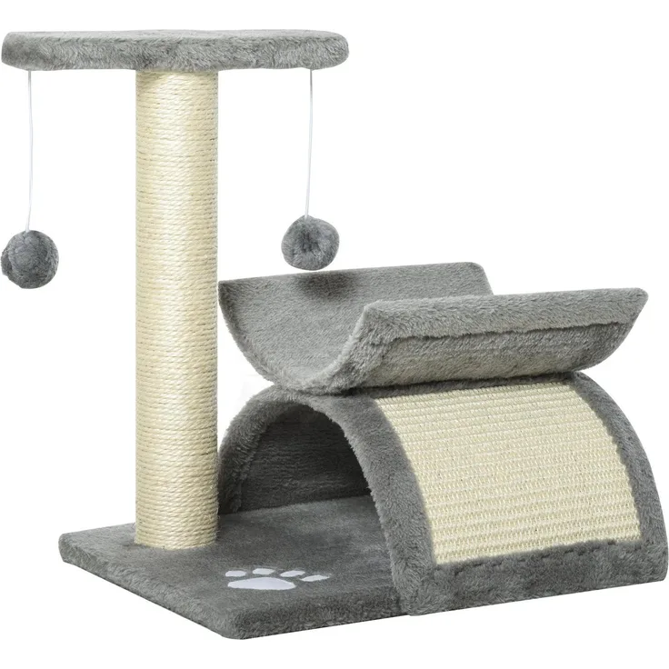 Northio Katzenkratzbaum Spiel- & Kratzbaum mit Spielball, hellgrau, stabiler Holzkonstruktion, L40 x B30 x H43 cm