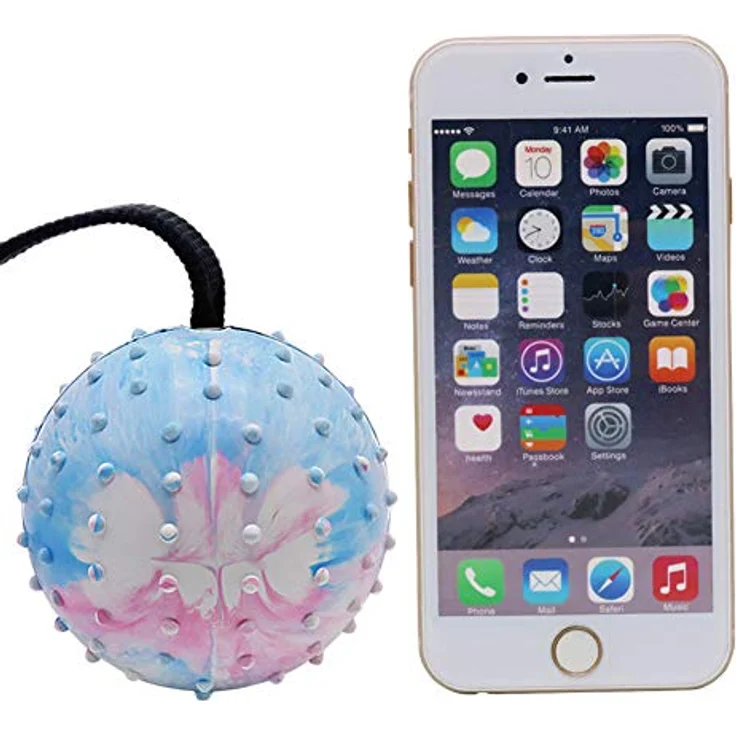 Vivifying Hundeball auf einem Seil, 2 Stück Interaktiver Naturkautschuk Ball für Hunde, Zahnreinigungsball, Floral + Gelb – Bild 3