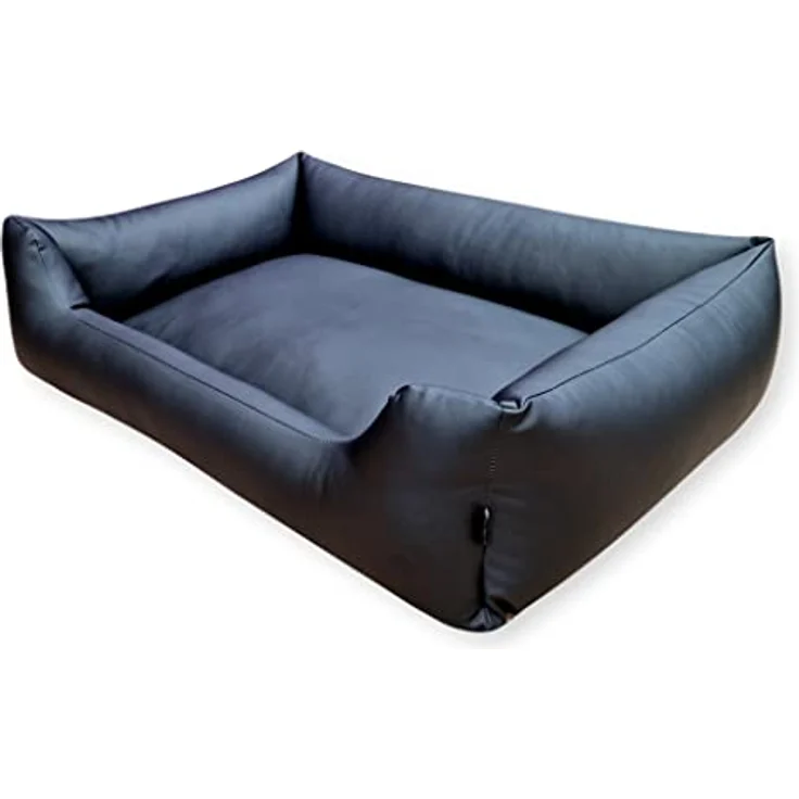 4L Textil Mario Wasserfestes Hundebett aus Kunstleder, XXL Hundekorb für große Hunde, 140x110 cm, schwarz, leicht zu reinigen, robust und schmutzabweisend – Bild 2