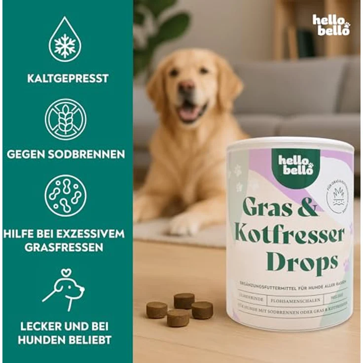 HELLOBELLO Kaltgepresste Ulmenrinde Drops für Hunde, natürliche Hilfe gegen Sodbrennen, 2x350g – Bild 4