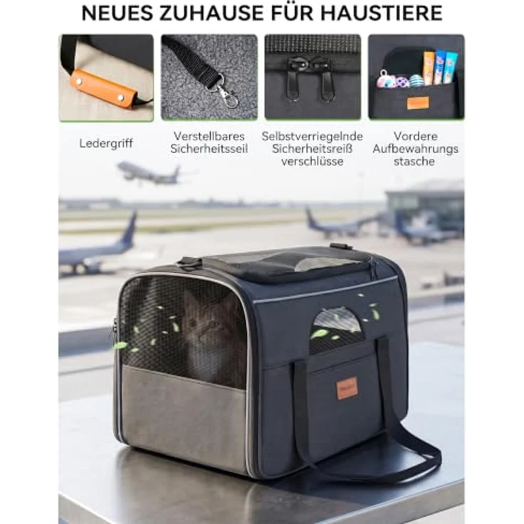 Morpilot Katzentransportbox für große Katzen und Welpen bis 6.8kg, Faltbare Hundetasche mit atmungsaktivem Mesh und abnehmbarem Kissen, ideal für Auto und Flugzeug – Bild 4
