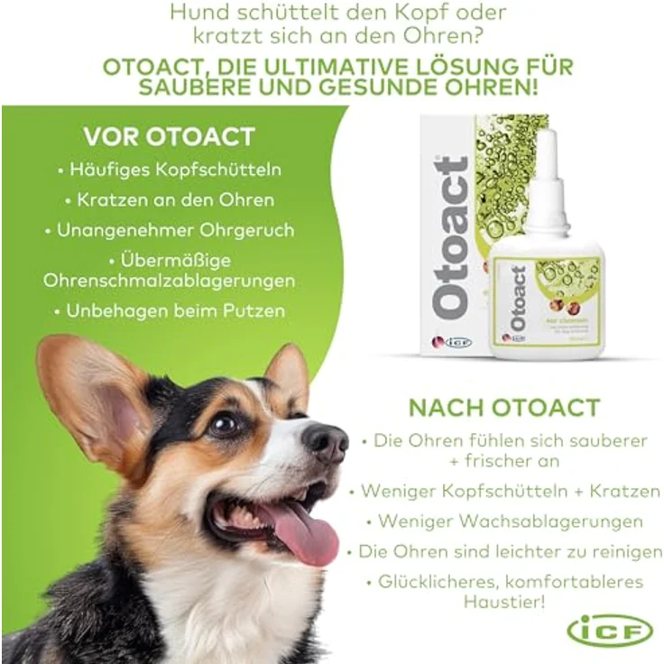 ICF Otoact Ohrenreiniger für Hunde & Katzen, sanfte Ohrreinigungslösung, entfernt Ohrenschmalz & unterstützt Ohrenhygiene, 100ml – Bild 4