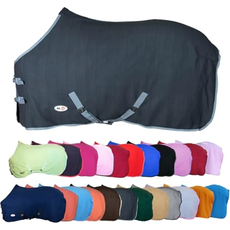 RL24 Abschwitzdecke BASICLINE, atmungsaktive Decke mit Kreuzgurt, dunkelgrau, 65cm, doppelseitiger Fleece – Bild 1