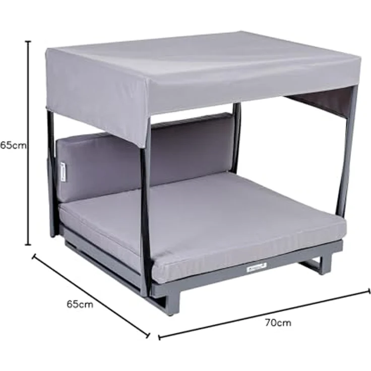 Greemotion Hunde-Sofa mit Dach Größe M, ca. 63 x 30-65 x 65 cm, stabiles Alu-Gestell, 5 kg, Hundebank, Hundeplatz, Outdoor – Bild 18
