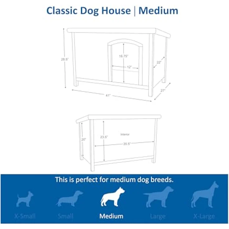 Trixie natura Hundehütte Classic mit Flachdach braun M-L: 104 × 72 × 68 cm – Bild 4