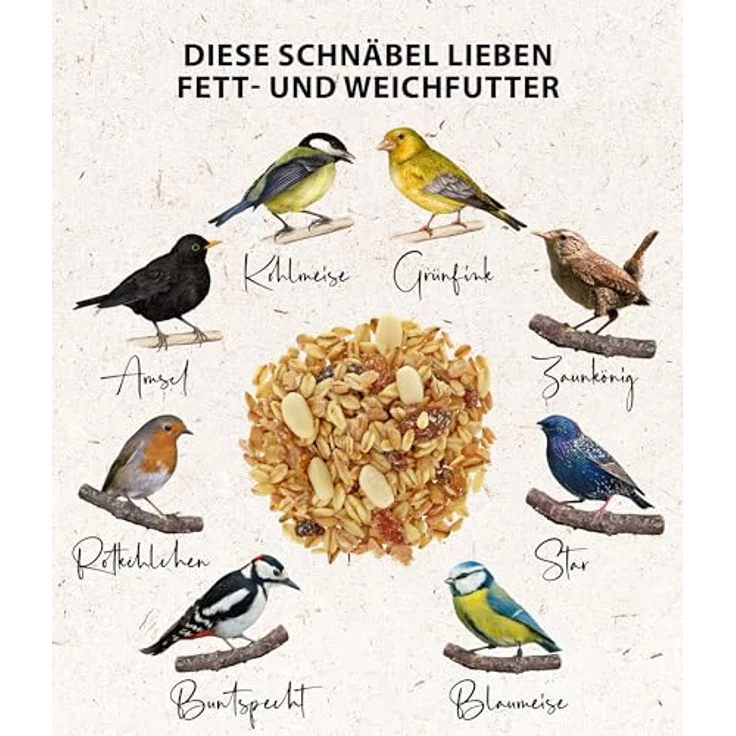 Dehner Natura Premium Wildvogelfutter, Fettfutter / Weichfutter, artgerecht und kraftspendend für Wildvögel, ganzjährig, 20 kg – Bild 3
